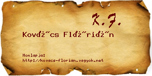 Kovács Flórián névjegykártya